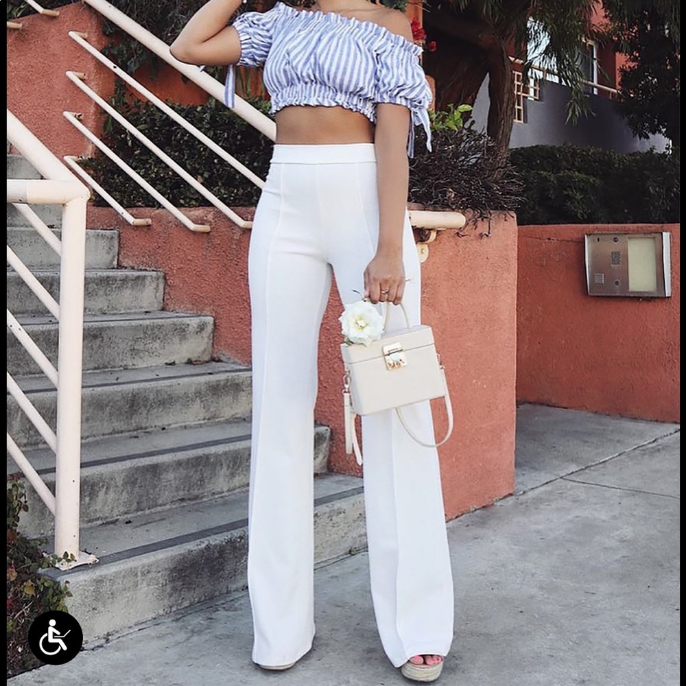 White flair dress pants